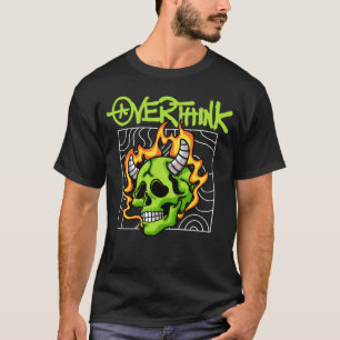 Flaming Green Skull with Horns streetwear T-Shirt