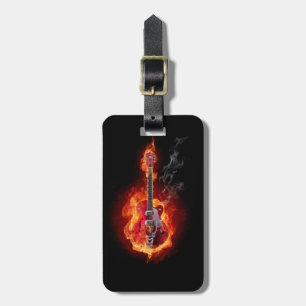 Flaming Guitar Luggage Tag