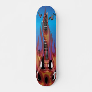 Flaming Guitar Skateboard