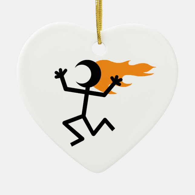 Flaming Head Ceramic Tree Decoration (Front)