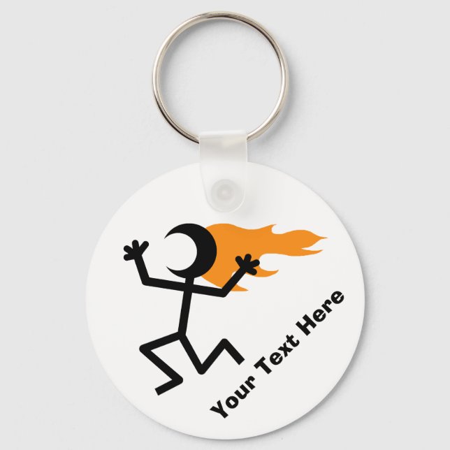 Flaming Head Stickman Key Ring (Back)
