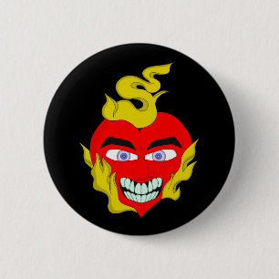 Flaming Heart 6 Cm Round Badge
