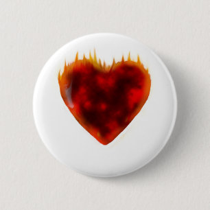 Flaming Heart 6 Cm Round Badge