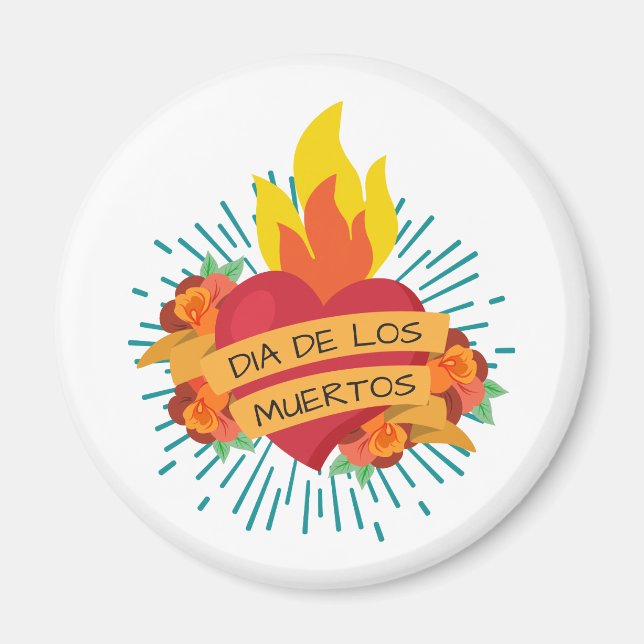 Flaming Heart Dia de los Muertos | Magnet (Front)