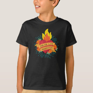 Flaming Heart Dia de los Muertos   Shirt
