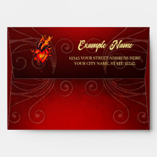Flaming heart.  envelope