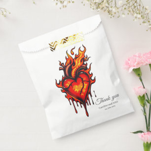 Flaming heart. favour bags