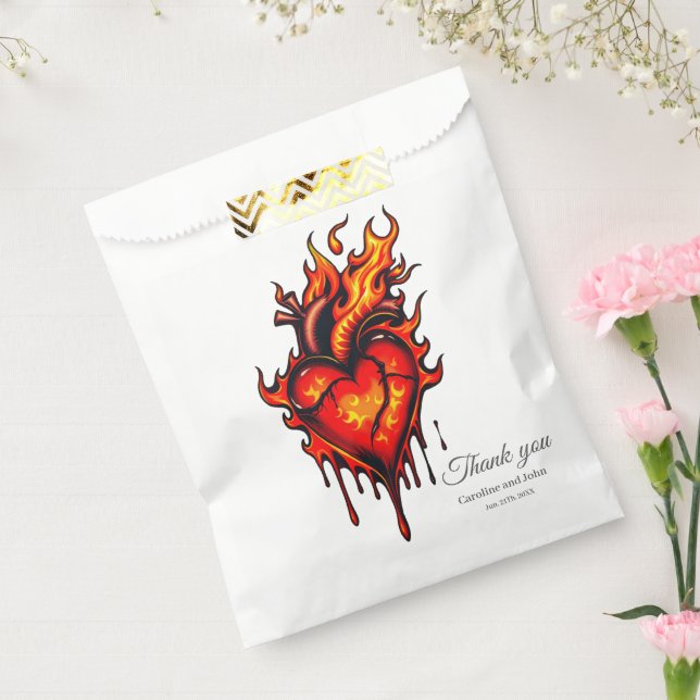 Flaming heart.  favour bags (Sealed)