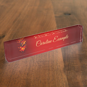 Flaming heart. nameplate