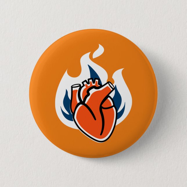 Flaming Heart Orange Crush 6 Cm Round Badge (Front)