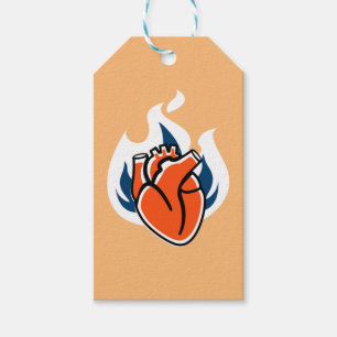 Flaming Heart Orange Crush Gift Tags