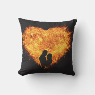 Flaming Heart Passionate Valentine's Day Outdoor Cushion