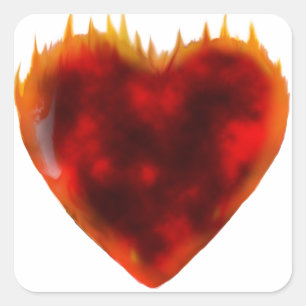 Flaming Heart Square Sticker