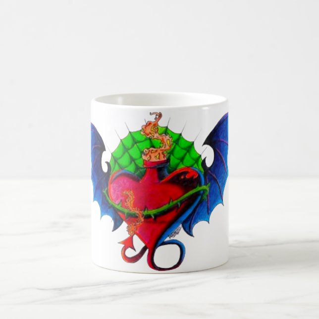 Flaming Heart Tattoo Flash Mug (Center)