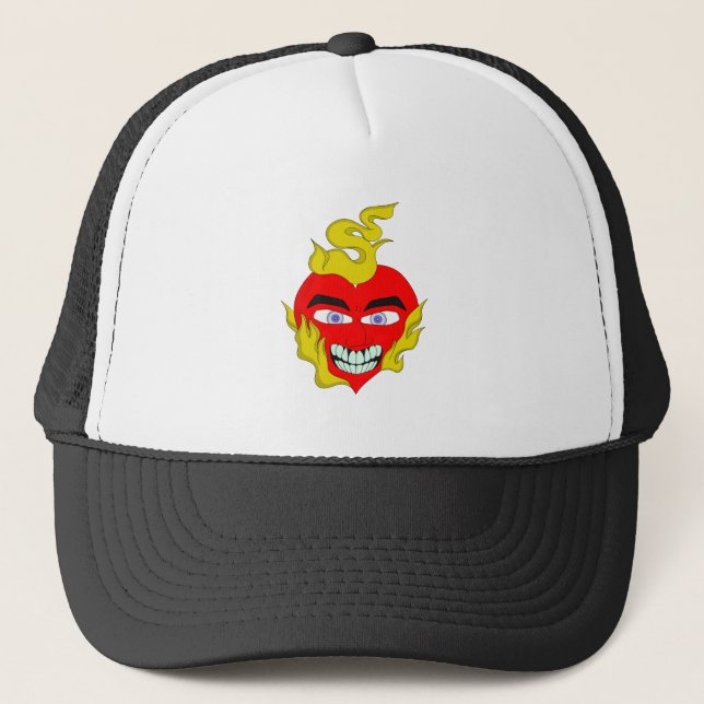 Flaming Heart Trucker Hat (Front)