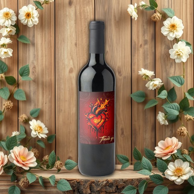 Flaming heart. wine label (Creator Uploaded)