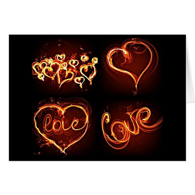 Flaming Hearts of Love Card (Front Horizontal)