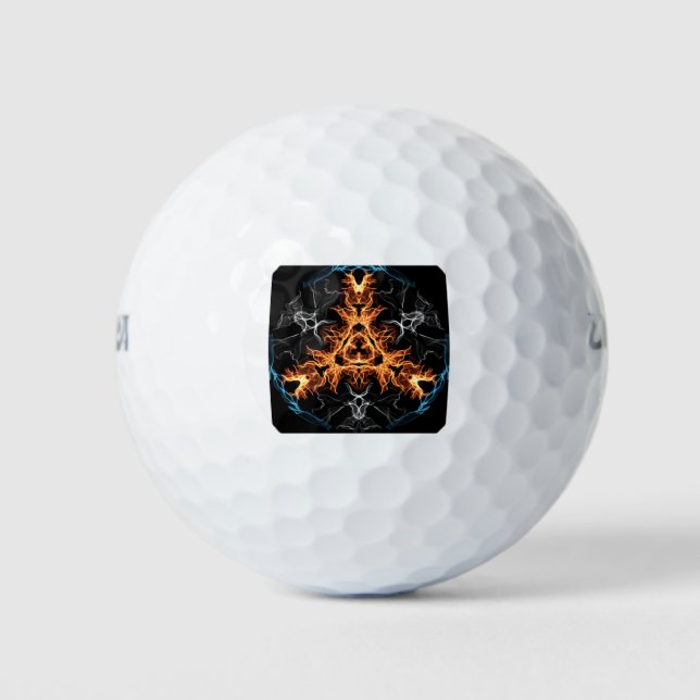 Flaming Heavy Metal Style Mandala Golf Balls (Front)