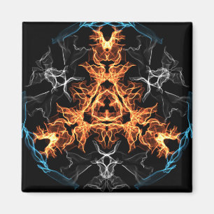 Flaming Heavy Metal Style Mandala Magnet