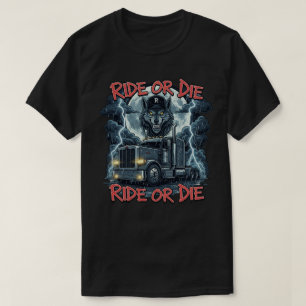 Flaming Highway Skull Vector Design T-Shirt