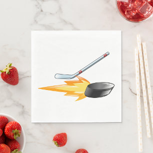 Flaming Hockey Puck Napkin