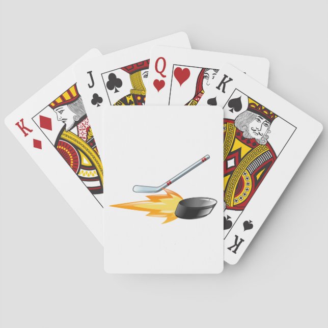 Flaming Hockey Puck Playing Cards (Back)