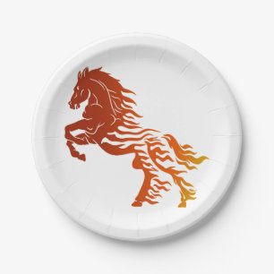 Flaming horse - Choose background color Paper Plate
