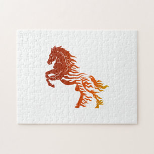 Flaming horse - Choose background colour Jigsaw Puzzle