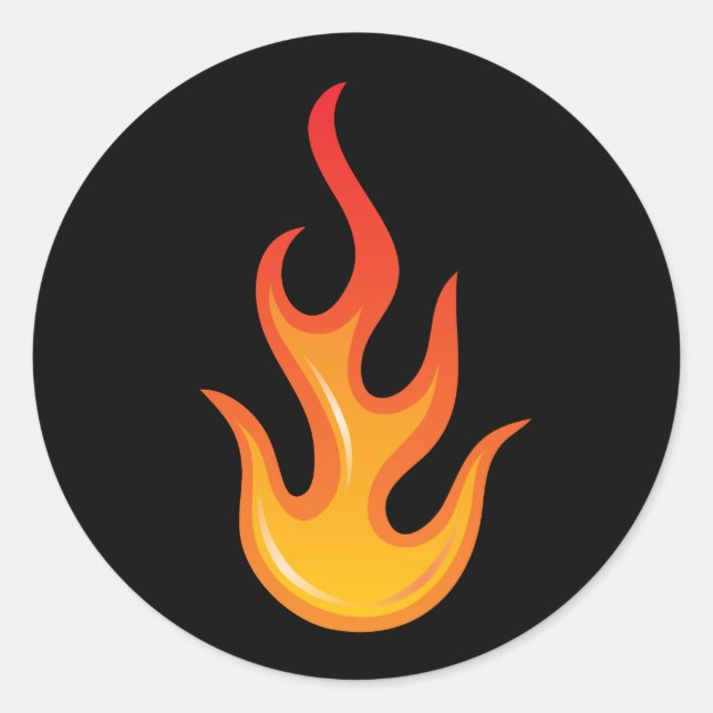 Flaming hot fire flame on black stickers (Front)