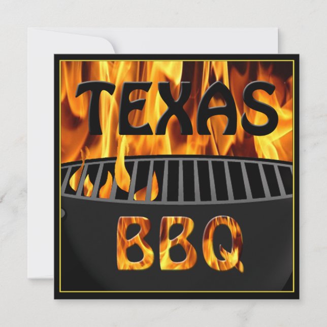 Flaming Hot Texas BBQ Grill Invitation (Front)