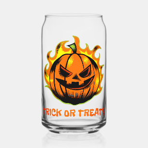 Flaming Jack-O’-Lantern Trick or Treat? –Halloween Can Glass