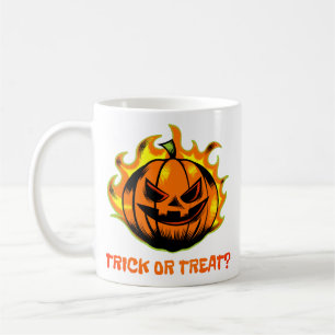 Flaming Jack-O’-Lantern Trick or Treat? –Halloween Coffee Mug
