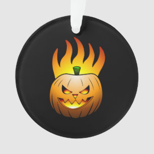 Flaming Jack O'lantern Halloween Pumpkin Ornament