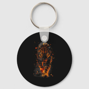 Flaming Jaguar Fierce Leopard Wild Fire Animal Sri Key Ring
