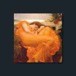 Flaming June (by Frederic Leighton) Canvas Print<br><div class="desc">This design features a painting by the British artist Sir Frederic Leighton (1830–1896), who was famous for his works depicting historical, biblical, and classical scenes in an academic style. This painting shows a stunningly beautiful woman wearing a diaphanous red dress as she is curled up asleep. Some art historians have...</div>
