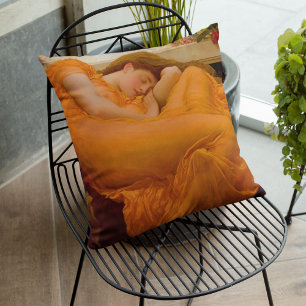 Flaming June by Frederic Leighton Vintage Orange Cushion