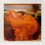 Flaming June by Lord Frederic Leighton Jigsaw Puzzle<br><div class="desc">Lord Frederic Leighton - Flaming June,  1895. Frederic Leighton,  1st Baron Leighton,  known as Sir Frederic Leighton between 1878 and 1896,  was a British painter,  draughtsman,  and sculptor. His works depicted historical,  biblical,  and classical subject matter in an academic style</div>