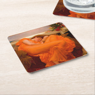 Flaming June by Lord Frederic Leighton Square Paper Coaster