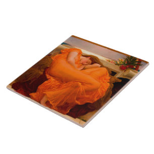 Flaming June by Lord Frederic Leighton Tile