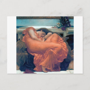 Flaming June woman orange dress painting Postcard