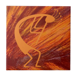 Flaming Kokopelli Tile