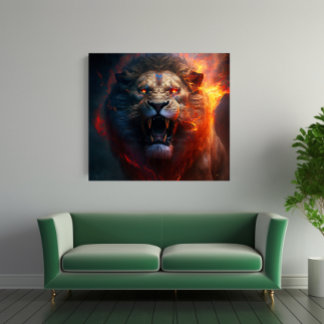 Flaming Lion Canvas Wall Art