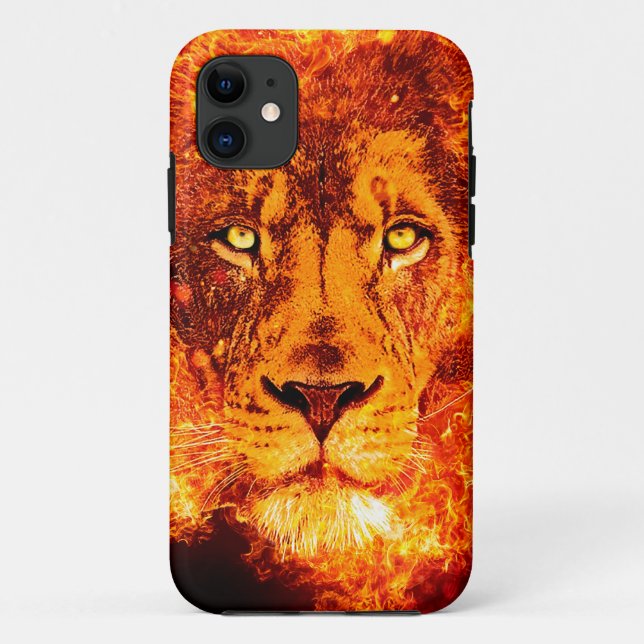 Flaming Lion Face Red Black Orange Case-Mate iPhone Case (Back)