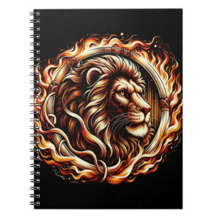 Flaming Lion in Ring of Fire Flames Astrology Notebook
