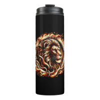 Flaming Lion in Ring of Fire Flames Astrology