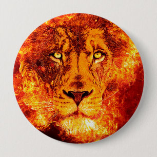 Flaming Lion Large 10 Cm Round Badge