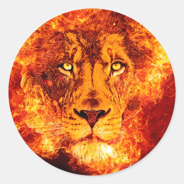 Flaming Lion of Judah Classic Round Sticker (Front)