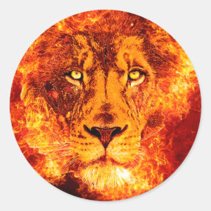 Flaming Lion of Judah Classic Round Sticker