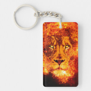 Flaming Lion of Judah Key Ring
