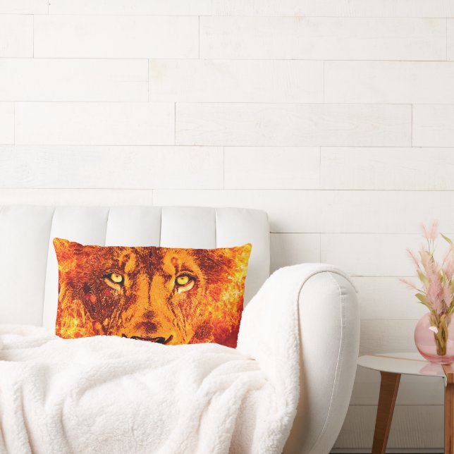 Flaming Lion of Judah Lumbar Cushion (Couch)